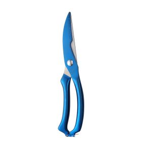 Stainless Steel Chicken Bone Kitchen Spring Household Food Scissors (Color: Blue)
