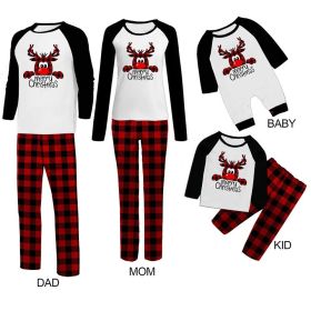 Family Christmas Pajamas Matching Sets Christmas Sleepwear Parent-Child Pjs Outfit For Christmas Holiday Xmas Party (Option: Black and white-Child 10T)