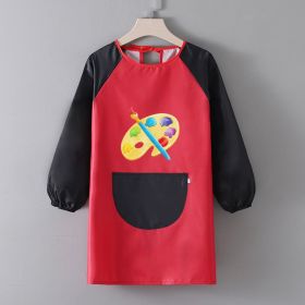 Baby Painting Overclothes Breathable Bib Apron (Option: A Red Black Sleeve-L)