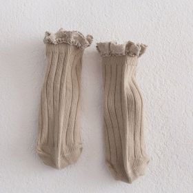 New Lace Children's Mid-tube Socks (Option: Khaki-L)