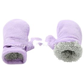 Children's Mittens Cover Polar Fleece Velcro Gloves (Option: Lavender Purple-L)