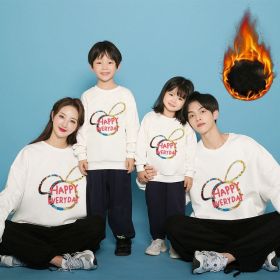 Trend Parent-child Outfit A Family Of Three Mother-daughter Outfit Plus Velvet Thickened Foreign Style Child Hoodie (Option: White-Girl120)