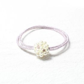 Weaving Hollow Round Ball Pearl Hair Ring (Color: pink)