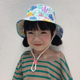 Children's Cotton Summer Sun Protection Hat (Option: White Leaf Cactus-52 Head Circumference)