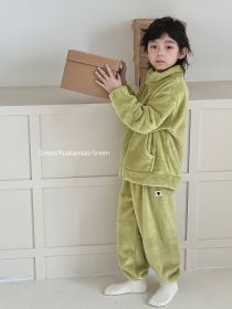Boys And Girls Home Wear Pajamas Set (Option: Wakame Green-110cm)