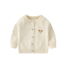 Baby Knitted V-neck Cardigan Top (Option: Beige-80cm)