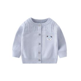 Baby Knitted V-neck Cardigan Top (Option: Light Blue-73CM)