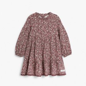 Nordic Style Girl Floral Dress (Option: Burgundy Floral Wine Red Dress-73CM)
