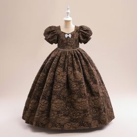 Girls' Fashion Simple Costume For Piano Performance Pettiskirt (Option: Coffee-130cm)