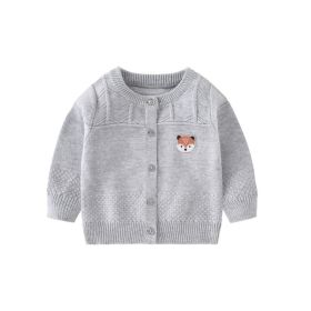 Baby Knitted V-neck Cardigan Top (Option: Gray-80cm)