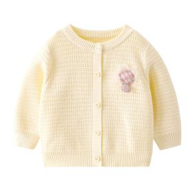 Children's Fashion Simple Cardigan Sweater Sweet (Option: Beige-80cm)