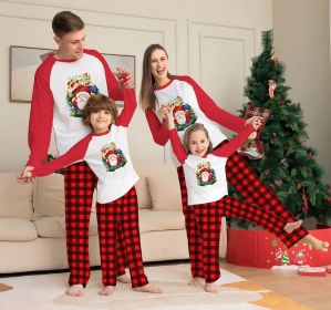 Christmas Parent-Child Clothes Set Long Sleeve T-Shirt Plaid Pants Family Matching Pajamas (Option: Red-Dad S)