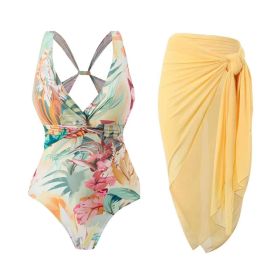 Women's One-piece Swimsuit Halter Bikini Printed (Option: Suit-S)