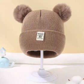 Baby Hat Autumn And Winter Woolen Cap (Option: Brown-Average Size)
