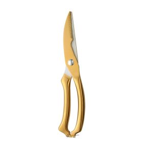 Stainless Steel Chicken Bone Kitchen Spring Household Food Scissors (Color: Gold)