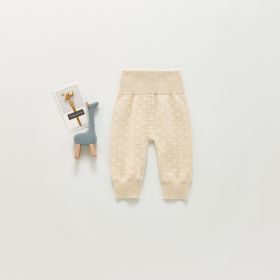 Children's Cotton Knitted Wool Polka Dot Pants (Option: Apricot-100cm)