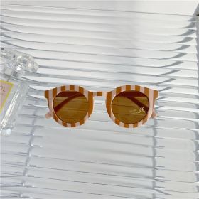 New Kids Lattice Classic Outdoor Sun Protection Sunglasses (Option: Brown pink stripes)