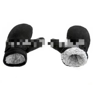 Children's Mittens Cover Polar Fleece Velcro Gloves (Option: Black-M)