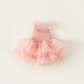 Summer Children Straps Pettiskirt Mesh Princess Dress (Option: Pink Butterfly Q122-80cm)