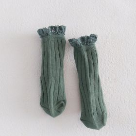 New Lace Children's Mid-tube Socks (Option: Dark green-S)