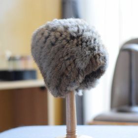 Knitted Rabbit Fur Hat Children (Option: Natural-Average Size)