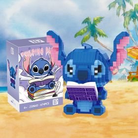 Funny Disney Lilo and Stitched Miniature Block Hot Selling Stitch Miniature Blocks DIY Guitar Holding Book Toys Gifts for Kids (Color: With box-210643)