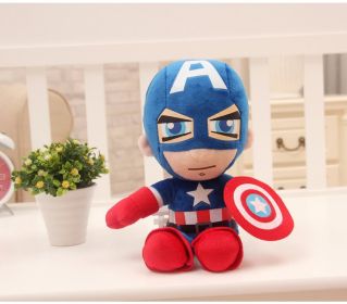 Disney Anime Plush Toy Spiderman Doll Marvel Avengers Soft Dress Hero Captain America Iron Man Christmas Gift (Height: 27cm, Color: Captain America)