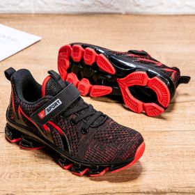 High Quality Hot Boy Girl Sneaker Casual Running Shoes Outdoor Portable Big Kids Sport Tennis Mesh Breathable Cozy Non-slip Sole (Color: Red, size: 28)