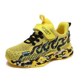 Outdoor Kids Casual Shoes Sale Breathable Mesh Soft Boys Fashion Unisex Running Chaussure Enfant Spring Summer Autumn Winter (Color: yellow, size: 39)