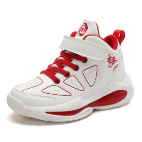 Kids Sneakers Boys Basketball Shoes Children's High-Top Tennis Breathable Casual Shoes Baby Mesh Camouflage Sports Running Shoes (Color: White red, size: 33)