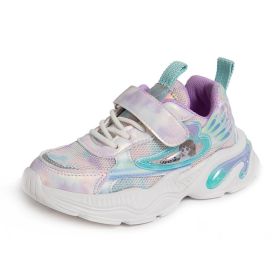 2022 Autumn Kids Shoes Baby Girls Sport Sneakers Children Shoes Tennis Shoes Fashion Casual Shoes Soft Trainer (Color: Lavender, size: 30)