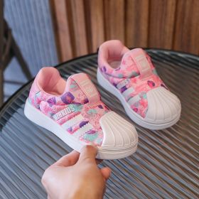 2022 Spring Kids Pu Leather Shoes Baby Girls Sport Sneakers Children Shoes Boys Tennis Shoes Fashion Casual Shoes Soft Trainer (Color: pink, size: 36)