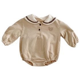 Baby Cartoon Bear Pattern Lapel Cute Long Sleeve Dress & Onesies (Style: Onesies, Size/Age: 90 (12-24M))