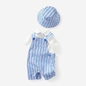Baby Boy Solid Color Onesies Combo Striped Overalls Shorts Sets (Size/Age: 59 (0-3M))