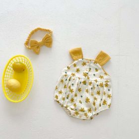 Baby Girl Floral Print Sleeveless Suspenders Onesies (Size/Age: 90 (12-24M))