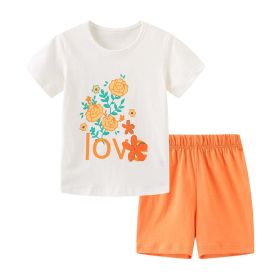 Baby Girl Floral Pattern Crewneck T-Shirt Summer Clothing Sets (Color: White, Size/Age: 140 (8-10Y))