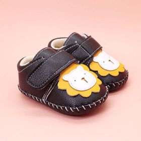 Baby Cartoon Bear Patched Pattern Soft Sole Toddler Shoes Indoor (Color: Black, Size/Age: Insole Length 12.00 cm)