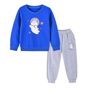 Baby Girl Cute Bunny Graphic Hoodie Combo Loose Trousers Soft Cotton Sets - 2 (Color: Silver, Size/Age: 100 (2-3Y))