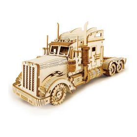 3D Wooden Puzzle Toy Assembly Locomotive Model Building (Type: MC502, Color: Natural)