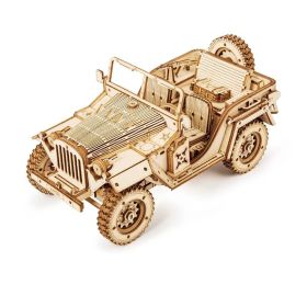 3D Wooden Puzzle Toy Assembly Locomotive Model Building (Type: MC701, Color: Natural)