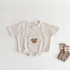 Cute Little Bear Baby Short Sleeved Jumpsuit (Option: Beige-100cm)