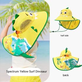 Children's Sun Hat Big Brim Summer Fisherman Outdoor Sun Hat (Option: Yellow Surfing Dinosaur-54cm)