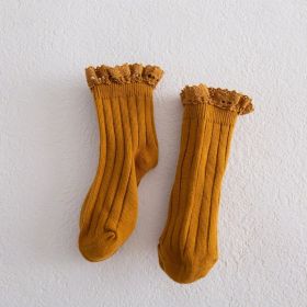 New Lace Children's Mid-tube Socks (Option: Turmeric-XL)