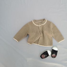 Kid Baby Soft Knitted Casual Suspender Trousers (Option: Brown Coat-80cm)