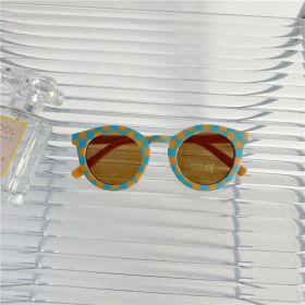 New Kids Lattice Classic Outdoor Sun Protection Sunglasses (Option: Blue orange plaid)