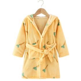 Clothing Children's Bathrobe Robe Thick Flannel (Option: Yellow carrot-140)