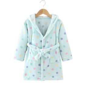Clothing Children's Bathrobe Robe Thick Flannel (Option: Blue dots-140)