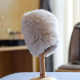 Knitted Rabbit Fur Hat Children (Option: cream coloured-Average Size)