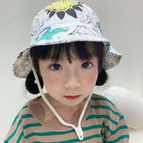 Children's Cotton Summer Sun Protection Hat (Option: White Dinosaur-52 Head Circumference)