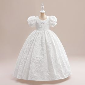 Girls' Fashion Simple Costume For Piano Performance Pettiskirt (Option: White-140cm)